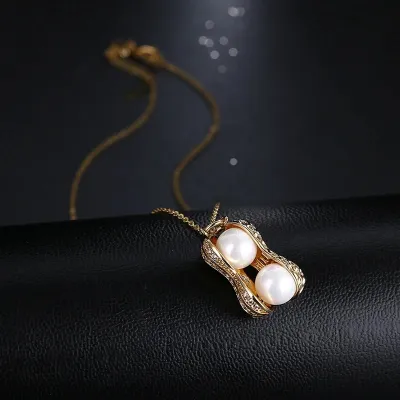 Delicate Small Peanut Pendant Necklace
